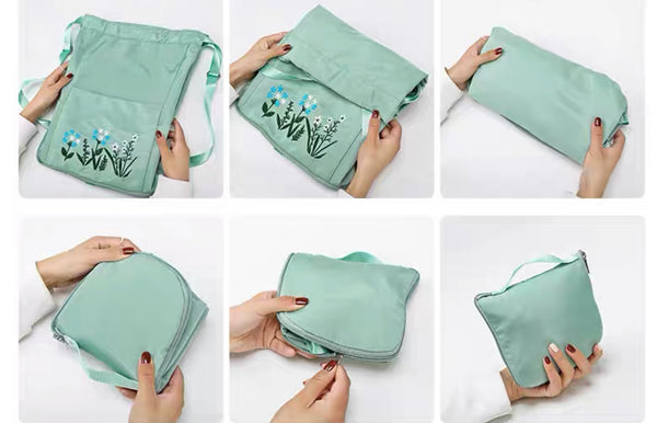 Flower Embroidery Foldable Backpack