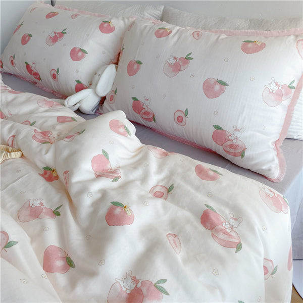 Peach With Rabbit Bedding Set