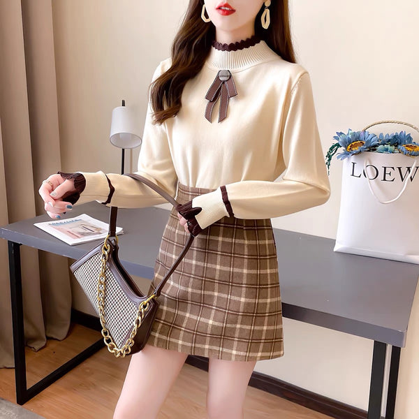 Cute Style Sweater & Skirt