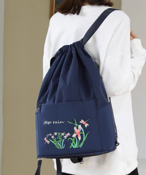 Cute Flower Embroidery Foldable Backpack