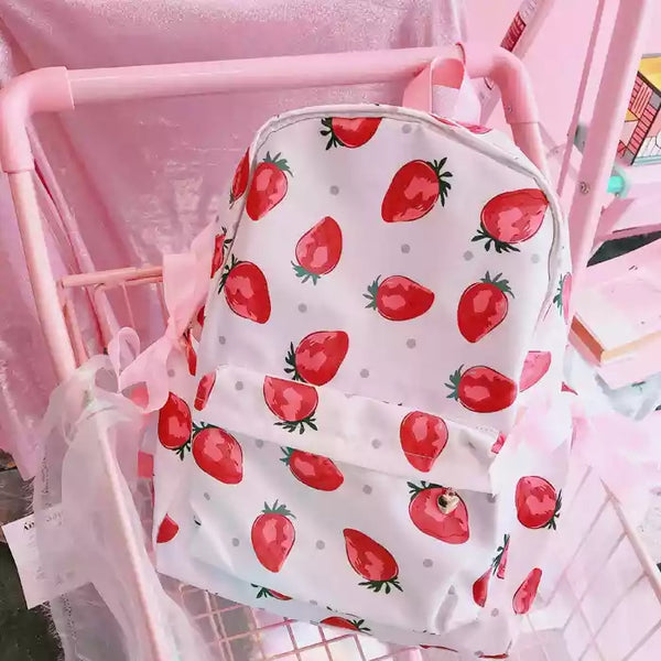 Strawberry Printed  Backpack