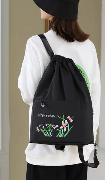 Cute Flower Embroidery Foldable Backpack
