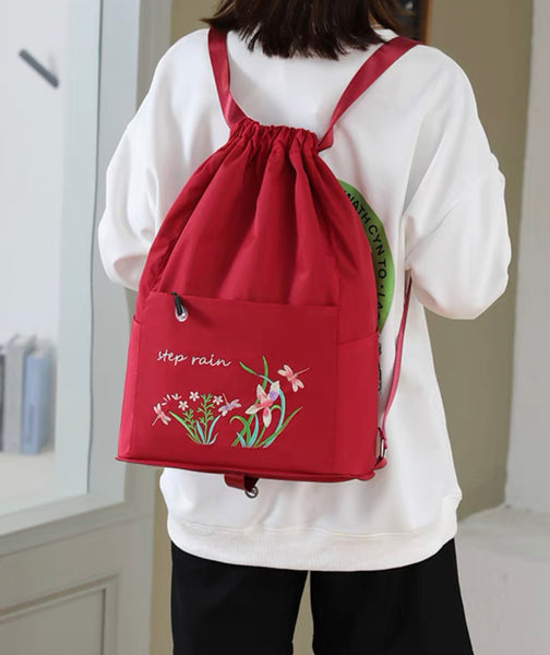 Cute Flower Embroidery Foldable Backpack