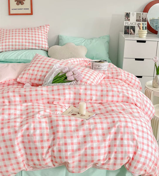 Pastel Plaid Bedding Set