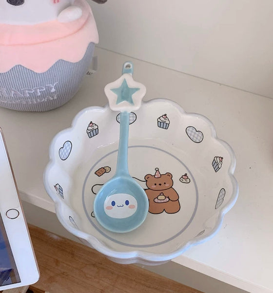 Kawaii Cartoon Bowl & Spoon