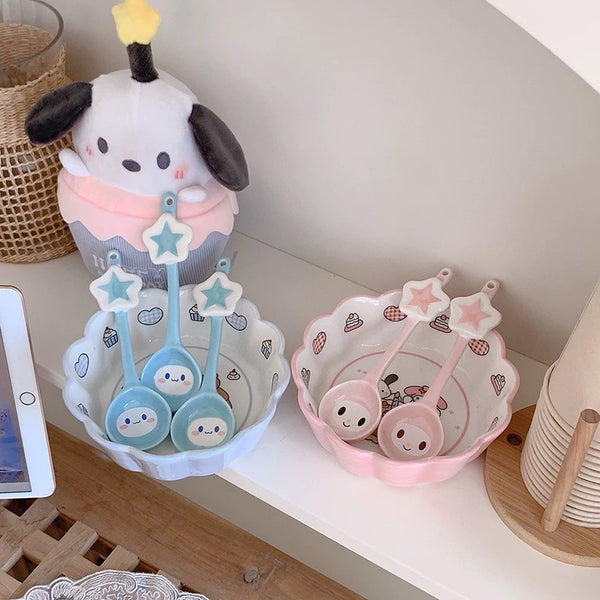 Kawaii Cartoon Bowl & Spoon