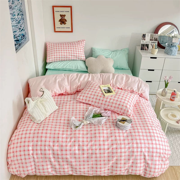 Pastel Plaid Bedding Set