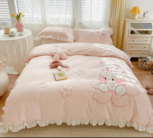 Flower And Rabbit Bedding Set