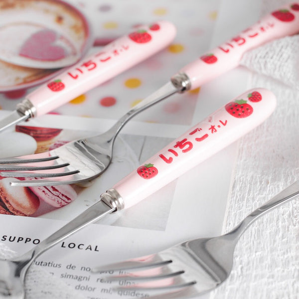 Cute Strawberry Bowl &Spoon & Fork
