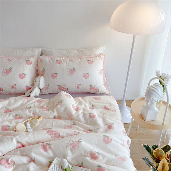 Peach With Rabbit Bedding Set