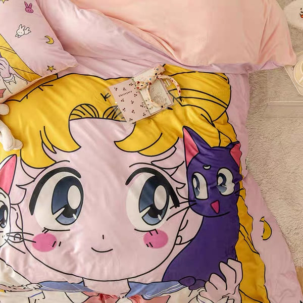Girl With Cats Bedding Set