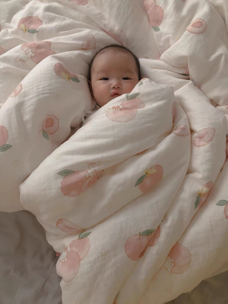 Peach With Rabbit Bedding Set