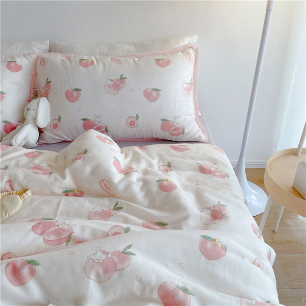 Peach With Rabbit Bedding Set