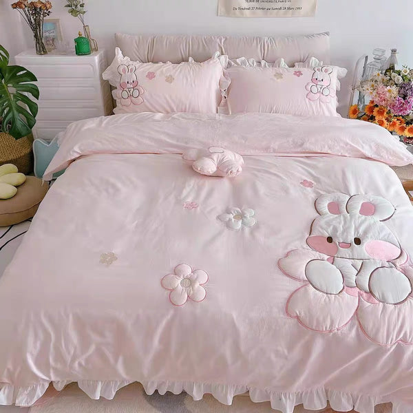 Flower And Rabbit Bedding Set