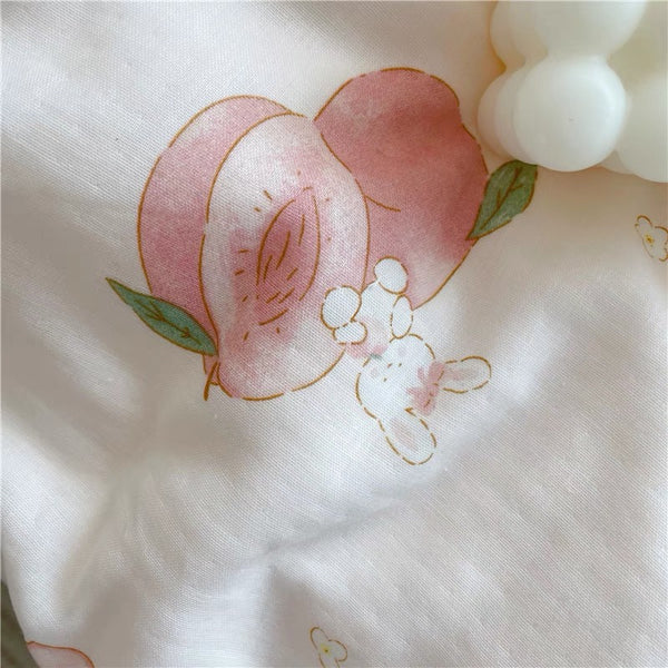 Peach With Rabbit Bedding Set