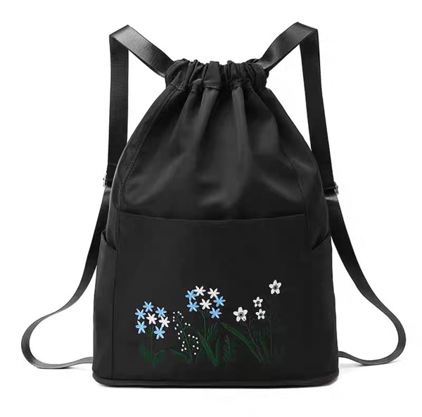 Flower Embroidery Foldable Backpack