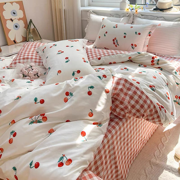 Plaid Cherry Bedding Set