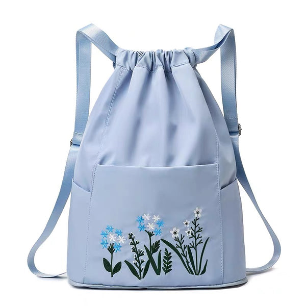 Flower Embroidery Foldable Backpack