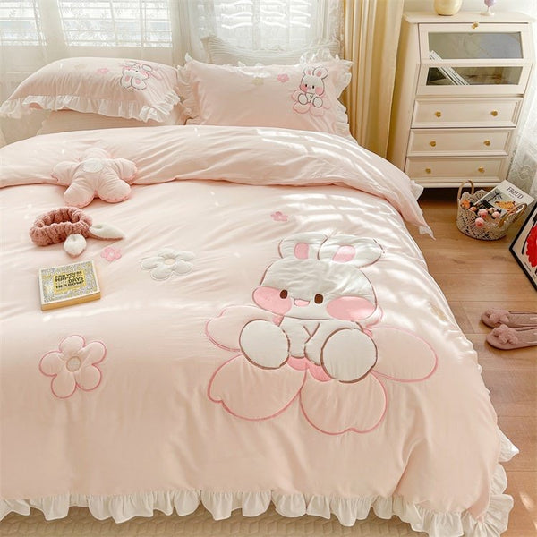 Flower And Rabbit Bedding Set