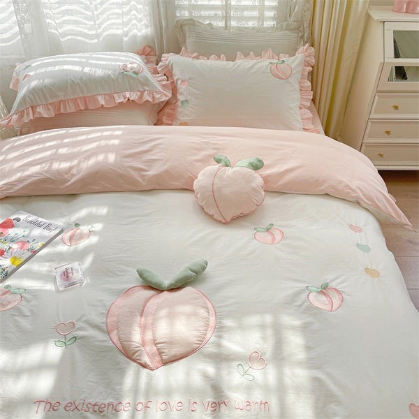Kawaii Peach Bedding Set