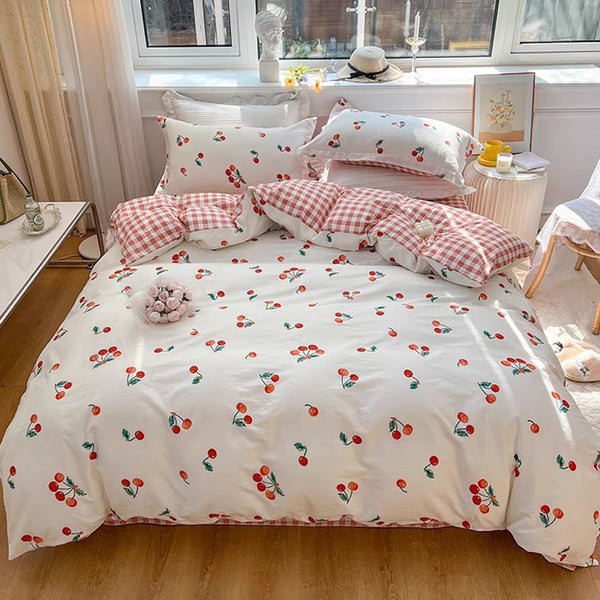 Plaid Cherry Bedding Set