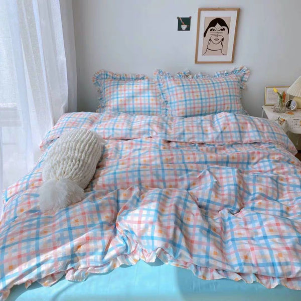 Rainbow Plaid Bedding Set