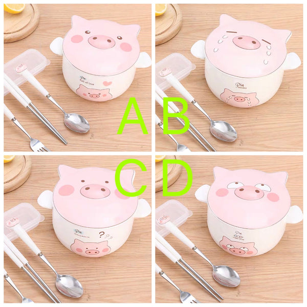 Kawaii Pig Bowl Set