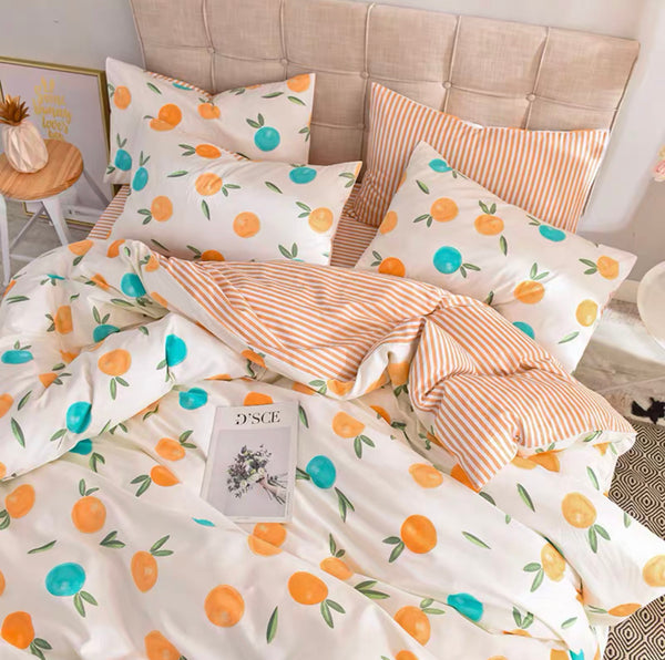 Kawaii Orange Bedding Set