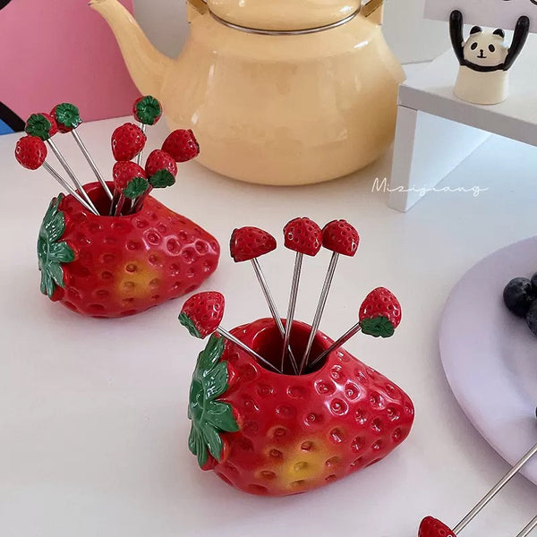 Cute Strawberry Fruit Fork Suit