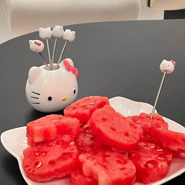 Cute Kitty Fruit Fork Suit