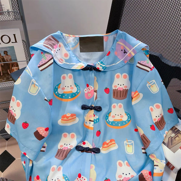 Cute Rabbits Printed T-Shirt