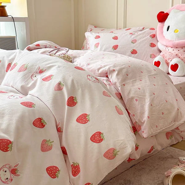 Strawberries With Rabbit Bedding Set