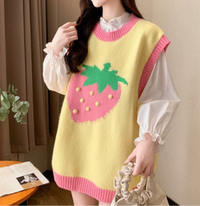 Cute Strawberry Knitted Vest