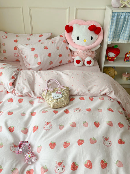 Strawberries With Rabbit Bedding Set
