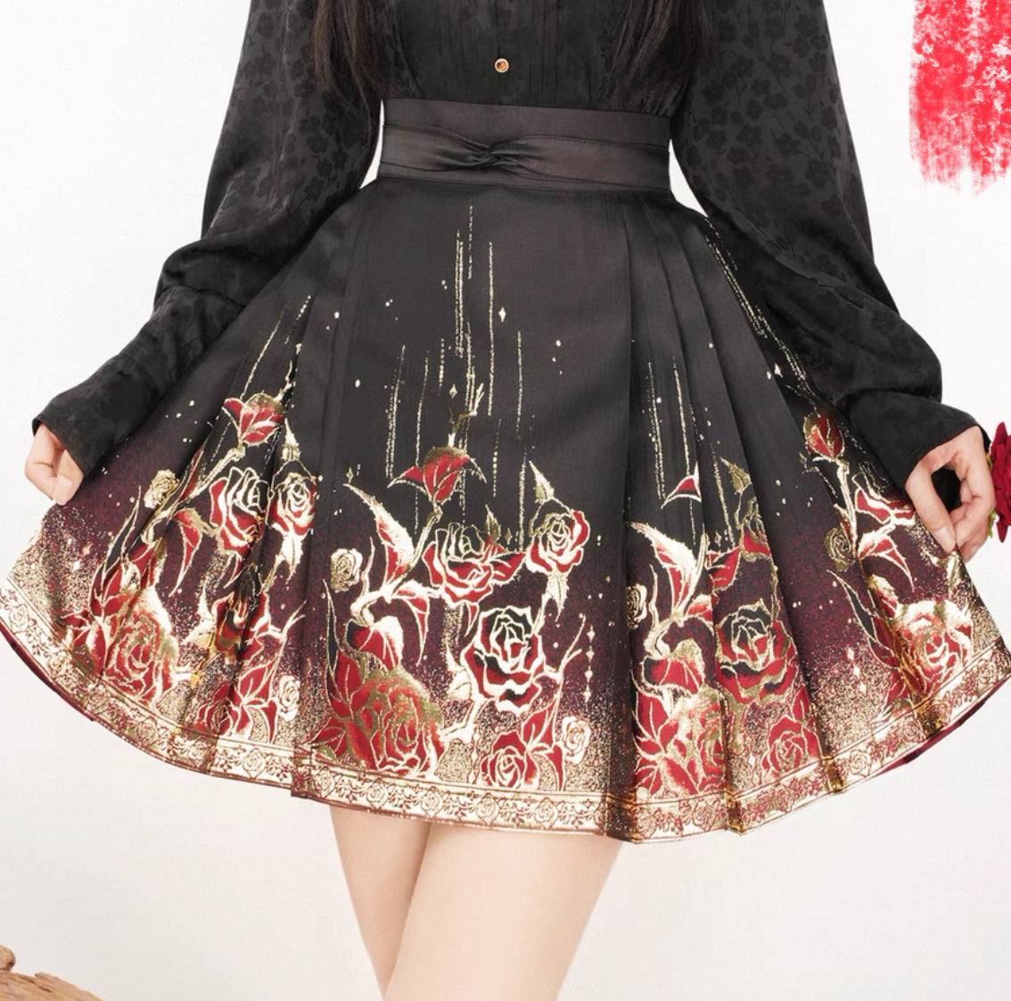 Fashion Rose Horse Face Skirt