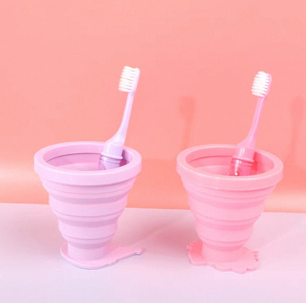 Cute Cartoon Folding Cup And Toothbrush
