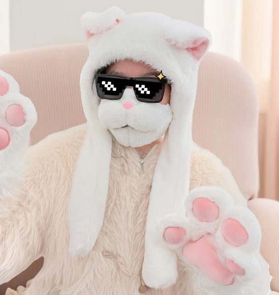 Cute Cat Face Mask & Hat