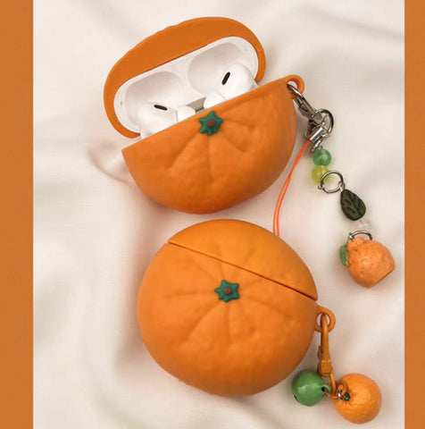 Cute Orange Airpods Protector Case For Iphone