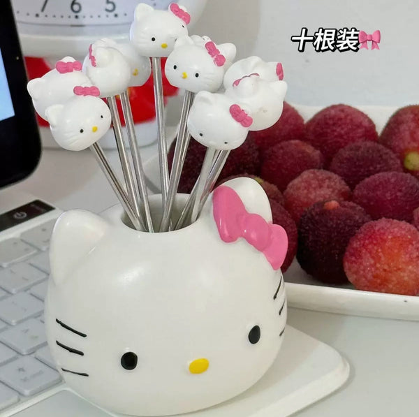 Cute Kitty Fruit Fork Suit