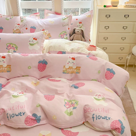 Strawberries With Rabbit Bedding Set