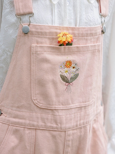 Cute Flowers Suspender Trousers