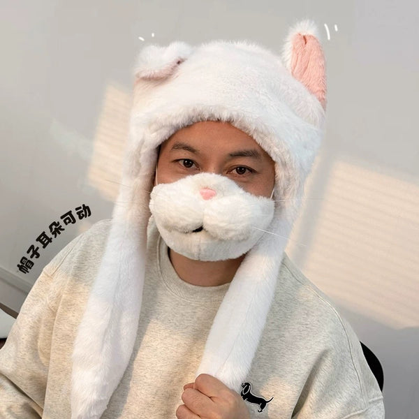 Cute Cat Face Mask & Hat