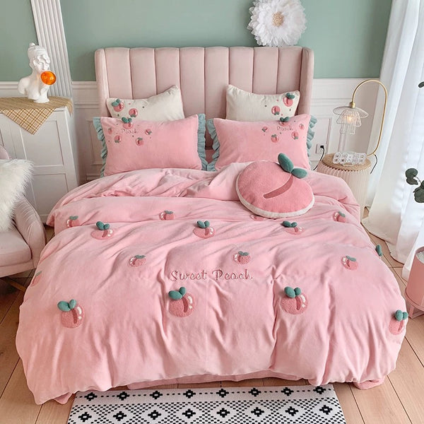 Lovely Peach Bedding Set