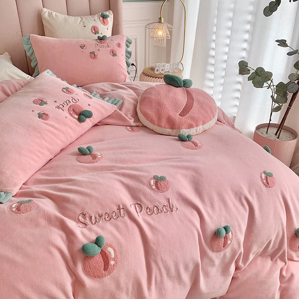 Lovely Peach Bedding Set