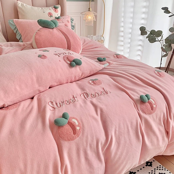 Lovely Peach Bedding Set
