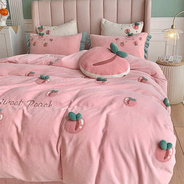 Lovely Peach Bedding Set