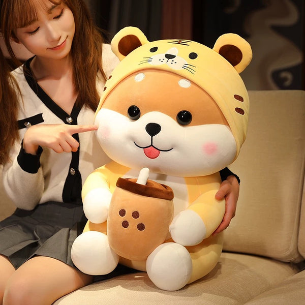 Kawaii Boba Dog Plush Toy