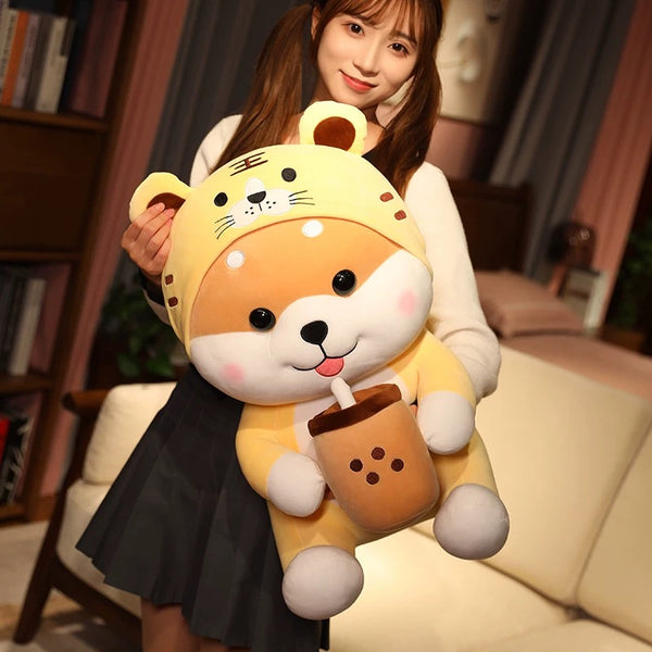 Kawaii Boba Dog Plush Toy