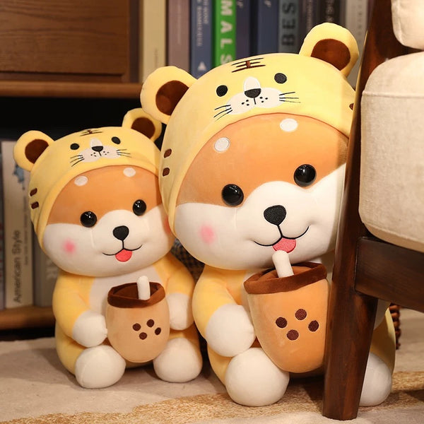 Kawaii Boba Dog Plush Toy