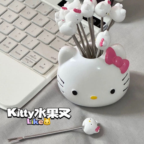 Cute Kitty Fruit Fork Suit